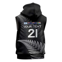 New Zealand Rugby Custom Sleeveless Zip Hoodie Glory Be To Black Silver-fern LT9 - Polynesian Pride