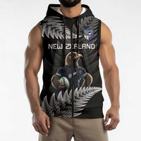 New Zealand Rugby Custom Sleeveless Zip Hoodie Glory Be To Black Silver-fern LT9 - Polynesian Pride