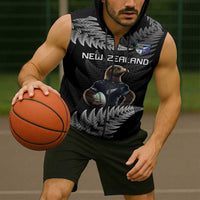 New Zealand Rugby Custom Sleeveless Zip Hoodie Glory Be To Black Silver-fern LT9 - Polynesian Pride