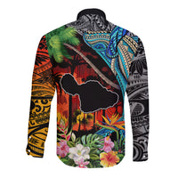 Hawaii Strong Maui Wildfire Long Sleeve Button Shirt Pray For Lahaina Maui LT9 - Polynesian Pride