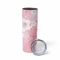 Japan Sakura Floral with Polynesian Vibe Skinny Tumbler LT9 - Polynesian Pride
