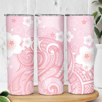 Japan Sakura Floral with Polynesian Vibe Skinny Tumbler LT9 - Polynesian Pride