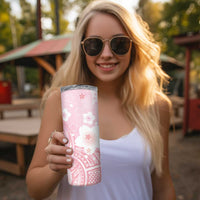 Japan Sakura Floral with Polynesian Vibe Skinny Tumbler LT9 - Polynesian Pride