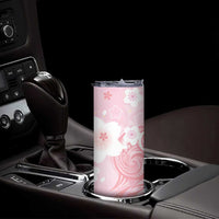 Japan Sakura Floral with Polynesian Vibe Skinny Tumbler LT9 - Polynesian Pride