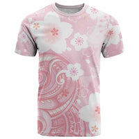 Japan Sakura Floral with Polynesian Vibe T Shirt LT9 Pink - Polynesian Pride