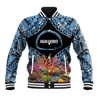 Personalised Nukuoro Micronesia Atoll Baseball Jacket with Pacific Coral Reef LT9 Unisex Blue - Polynesian Pride