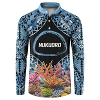 Personalised Nukuoro Micronesia Atoll Button Sweatshirt with Pacific Coral Reef LT9 Blue - Polynesian Pride