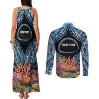 Personalised Nukuoro Micronesia Atoll Couples Matching Tank Maxi Dress and Long Sleeve Button Shirt with Pacific Coral Reef LT9 - Polynesian Pride