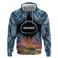 Personalised Nukuoro Micronesia Atoll Hoodie with Pacific Coral Reef LT9 Pullover Hoodie Blue - Polynesian Pride