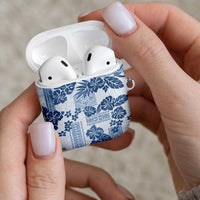 Vintage Hawaii AirPods Case Hibiscus Tapa Tribal With Hawaiian Quilt Pattern Blue LT9 - Polynesian Pride