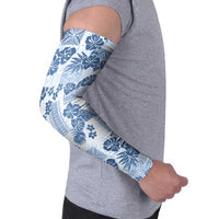 Vintage Hawaii Arm Sleeves Hibiscus Tapa Tribal With Hawaiian Quilt Pattern Blue LT9 - Polynesian Pride