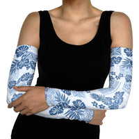 Vintage Hawaii Arm Sleeves Hibiscus Tapa Tribal With Hawaiian Quilt Pattern Blue LT9 - Polynesian Pride