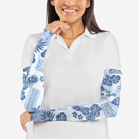 Vintage Hawaii Arm Sleeves Hibiscus Tapa Tribal With Hawaiian Quilt Pattern Blue LT9 - Polynesian Pride