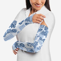 Vintage Hawaii Arm Sleeves Hibiscus Tapa Tribal With Hawaiian Quilt Pattern Blue LT9 - Polynesian Pride