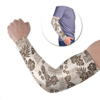 Vintage Hawaii Arm Sleeves Hibiscus Tapa Tribal With Hawaiian Quilt Pattern Gold LT9 Set of 2 Gold - Polynesian Pride