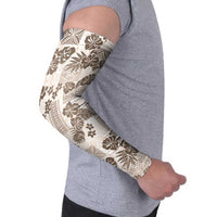 Vintage Hawaii Arm Sleeves Hibiscus Tapa Tribal With Hawaiian Quilt Pattern Gold LT9 - Polynesian Pride