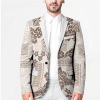 Vintage Hawaii Blazer Hibiscus Tapa Tribal With Hawaiian Quilt Pattern Gold - Polynesian Pride