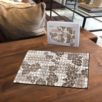 Vintage Hawaii Puzzle Hibiscus Tapa Tribal With Hawaiian Quilt Pattern Gold - Polynesian Pride