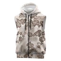 Vintage Hawaii Sleeveless Zip Hoodie Hibiscus Tapa Tribal With Hawaiian Quilt Pattern Gold LT9 Gold - Polynesian Pride