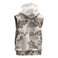 Vintage Hawaii Sleeveless Zip Hoodie Hibiscus Tapa Tribal With Hawaiian Quilt Pattern Gold LT9 - Polynesian Pride
