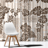 Vintage Hawaii Window Curtain Hibiscus Tapa Tribal With Hawaiian Quilt Pattern Gold LT9 - Polynesian Pride