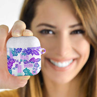 Vintage Hawaii AirPods Case Hibiscus Tapa Tribal With Hawaiian Quilt Pattern Purple - Polynesian Pride