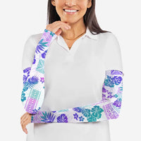 Vintage Hawaii Arm Sleeves Hibiscus Tapa Tribal With Hawaiian Quilt Pattern Purple LT9 - Polynesian Pride