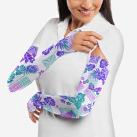 Vintage Hawaii Arm Sleeves Hibiscus Tapa Tribal With Hawaiian Quilt Pattern Purple LT9 - Polynesian Pride
