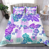 Vintage Hawaii Bedding Set Hibiscus Tapa Tribal With Hawaiian Quilt Pattern Purple LT9 - Polynesian Pride