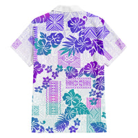 Vintage Hawaii Family Matching Long Sleeve Bodycon Dress and Hawaiian Shirt Hibiscus Tapa Tribal With Hawaiian Quilt Pattern Purple LT9 - Polynesian Pride