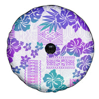 Vintage Hawaii Spare Tire Cover Hibiscus Tapa Tribal With Hawaiian Quilt Pattern Purple LT9 - Polynesian Pride