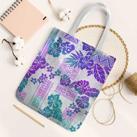 Vintage Hawaii Tote Bag Hibiscus Tapa Tribal With Hawaiian Quilt Pattern Purple - Polynesian Pride