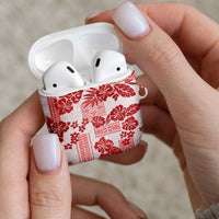 Vintage Hawaii AirPods Case Hibiscus Tapa Tribal With Hawaiian Quilt Pattern Red LT9 - Polynesian Pride