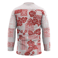 Vintage Hawaii Hockey Jersey Hibiscus Tapa Tribal With Hawaiian Quilt Pattern Red LT9 - Polynesian Pride
