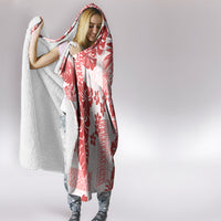 Vintage Hawaii Hooded Blanket Hibiscus Tapa Tribal With Hawaiian Quilt Pattern Red LT9 - Polynesian Pride