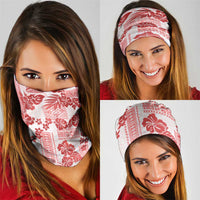 Vintage Hawaii Neck Gaiter Hibiscus Tapa Tribal With Hawaiian Quilt Pattern Red - Polynesian Pride
