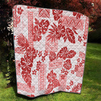 Vintage Hawaii Quilt Hibiscus Tapa Tribal With Hawaiian Quilt Pattern Red LT9 - Polynesian Pride