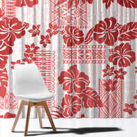 Vintage Hawaii Window Curtain Hibiscus Tapa Tribal With Hawaiian Quilt Pattern Red LT9 - Polynesian Pride