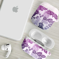 Vintage Hawaii AirPods Case Hibiscus Tapa Tribal With Hawaiian Quilt Pattern Violet - Polynesian Pride