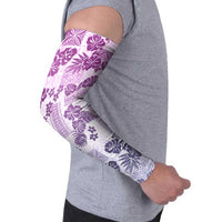 Vintage Hawaii Arm Sleeves Hibiscus Tapa Tribal With Hawaiian Quilt Pattern Violet LT9 - Polynesian Pride