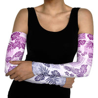 Vintage Hawaii Arm Sleeves Hibiscus Tapa Tribal With Hawaiian Quilt Pattern Violet LT9 - Polynesian Pride