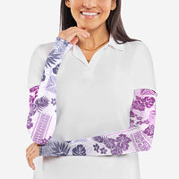 Vintage Hawaii Arm Sleeves Hibiscus Tapa Tribal With Hawaiian Quilt Pattern Violet LT9 - Polynesian Pride