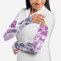 Vintage Hawaii Arm Sleeves Hibiscus Tapa Tribal With Hawaiian Quilt Pattern Violet LT9 - Polynesian Pride