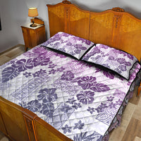 Vintage Hawaii Quilt Bed Set Hibiscus Tapa Tribal With Hawaiian Quilt Pattern Violet LT9 - Polynesian Pride