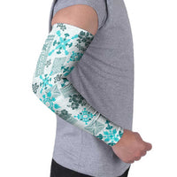 Hawaii Tapa Tribal Arm Sleeves With Hawaiian Quilt Pattern Aqua LT9 - Polynesian Pride