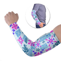 Hawaii Tapa Tribal Arm Sleeves With Hawaiian Quilt Pattern Blue LT9 Set of 2 Blue - Polynesian Pride