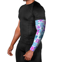Hawaii Tapa Tribal Arm Sleeves With Hawaiian Quilt Pattern Blue LT9 - Polynesian Pride