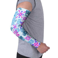 Hawaii Tapa Tribal Arm Sleeves With Hawaiian Quilt Pattern Blue LT9 - Polynesian Pride