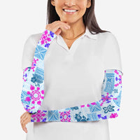 Hawaii Tapa Tribal Arm Sleeves With Hawaiian Quilt Pattern Blue LT9 - Polynesian Pride