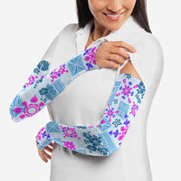 Hawaii Tapa Tribal Arm Sleeves With Hawaiian Quilt Pattern Blue LT9 - Polynesian Pride